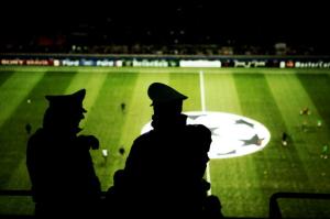 Milan. Italy. Police in San Siro, football stadium, AC Milan and Inter Milan.